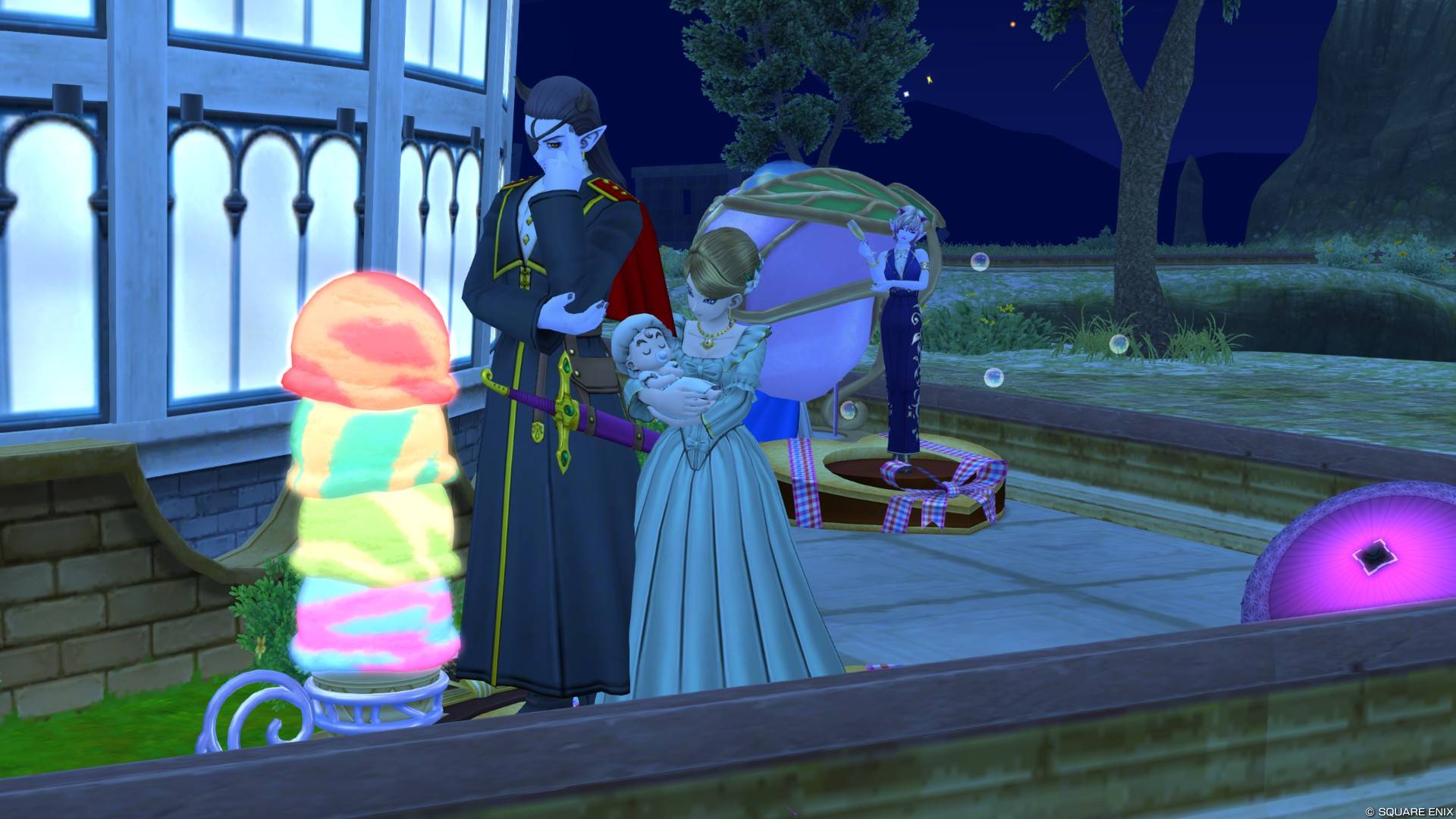 マローネの像とヴァレリア様の像